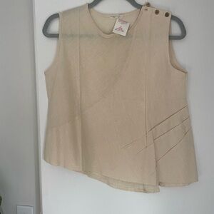 Silk Beige Sleeveless Women's Top